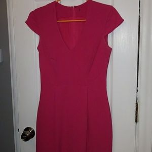H&M hot pink work dress v-neck size 2
